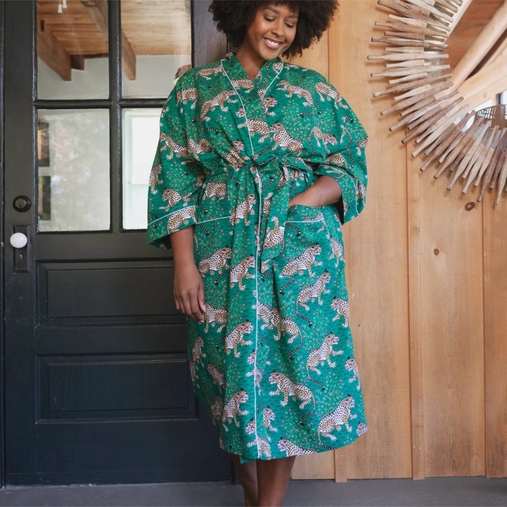 Print Fresh Forest Green Flannel Bagheera Robe (2x)